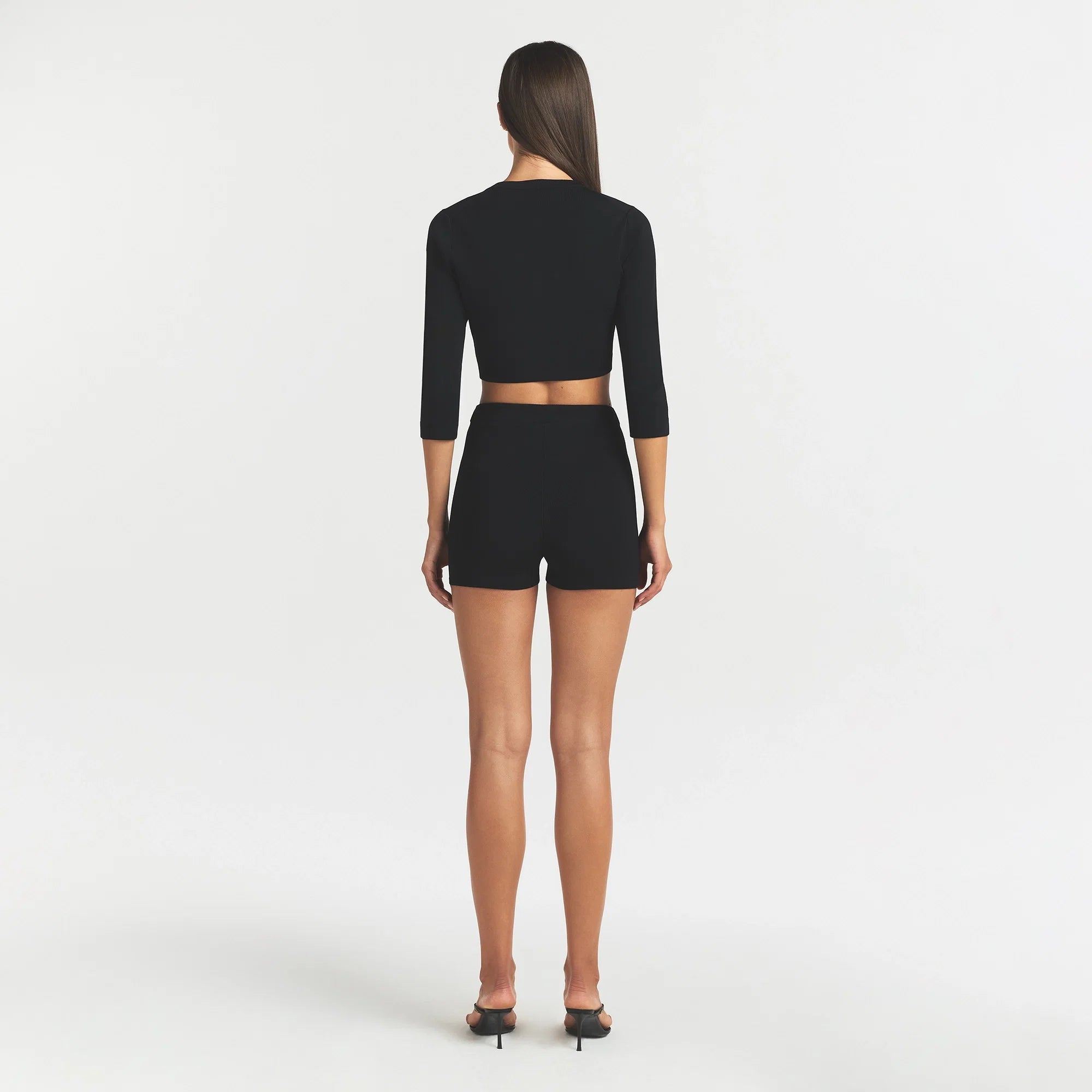 REFINED KNIT CROPPED CARDIGAN | OBSIDIAN