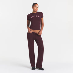 COTTON JERSEY LOGO T-SHIRT | CURRANT ARCHED SKIMS PLAID